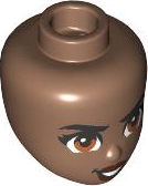 Mini Doll, Head Friends with Black Eyebrows and Eyelashes, Dark Orange Eyes, Reddish Brown Lips, and Open Mouth Smile with Teeth Determined Pattern