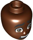 Mini Doll, Head Friends with Black Thick Eyebrows, Dark Tan Eyes, and Scared Open Mouth with Teeth Pattern