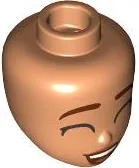 Mini Doll, Head Friends with Reddish Brown Eyebrows, Black Closed Eyes, Open Mouth with Teeth and Dark Orange Tongue Pattern