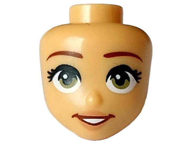 Mini Doll, Head Friends with Reddish Brown Eyebrows, Olive Green Eyes, Nougat Lips, Open Mouth Smile with Teeth Pattern