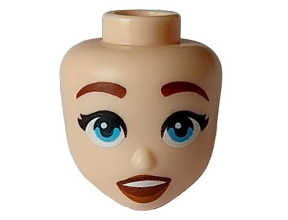 Mini Doll, Head Friends with Reddish Brown Eyebrows, Medium Azure Eyes, Reddish Brown and Dark Orange Lips, Open Mouth Smile Pattern