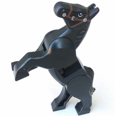 Horse, Movable Legs with Black Eyes, Dark Brown Bridle, White Pupils and Eye Outlines Pattern