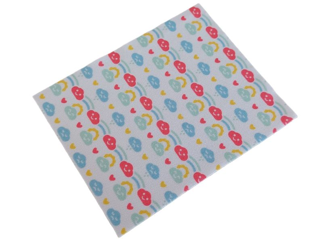 Duplo, Cloth Blanket 8 x 10 cm with Clouds, Sun, Rainbow, Raindrops and Hearts Pattern