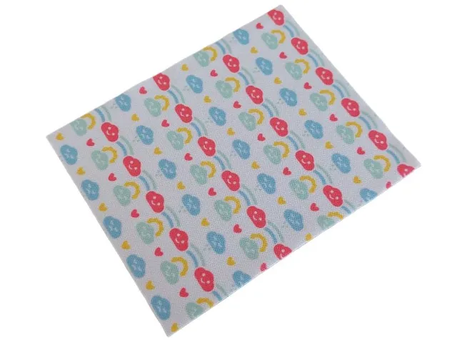 Duplo, Cloth Blanket 8 x 10 cm with Clouds, Sun, Rainbow, Raindrops and Hearts Pattern