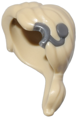 Minifigure, Hair Ponytail, Side Part with Molded Dark Bluish Gray Cochlear Implant Pattern