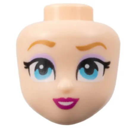 Mini Doll, Head Friends with Medium Nougat Eyebrows, Black Eyelashes, Lavender Eye Shadow, Medium Azure Eyes, Magenta Lips, Open Mouth Smile with Teeth Pattern