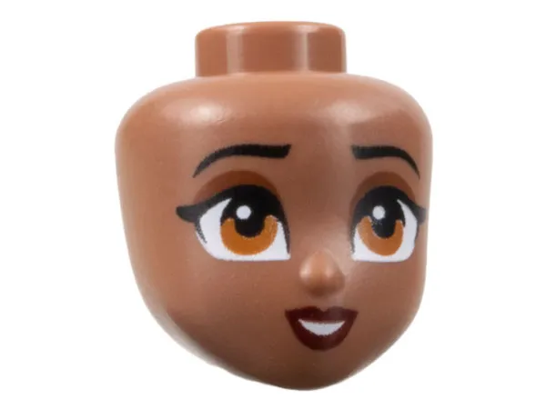 Mini Doll, Head Friends with Black Eyebrows, Reddish Brown Eye Shadow, Dark Orange Eyes, Dark Red Lips, Open Mouth Smile Pattern