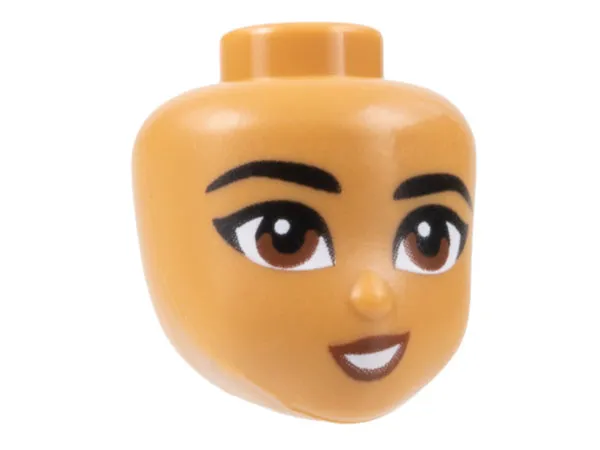 Mini Doll, Head Friends with Black Eyebrows, Reddish Brown Eyes and Lips, Open Mouth Smile Pattern