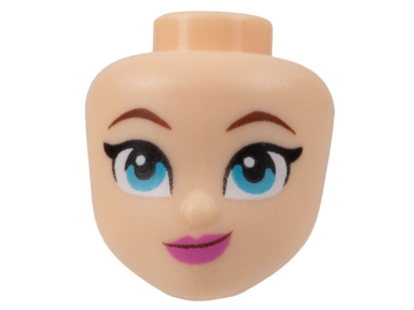 Mini Doll, Head Friends with Reddish Brown Eyebrows, Medium Azure Eyes, Dark Pink Lips, Lopsided Grin Pattern