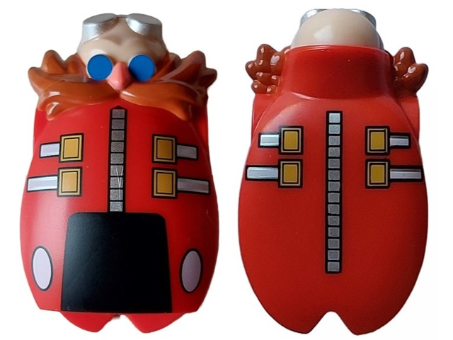 Body Tuxedo with Molded Light Nougat Head and Printed Black Panel, Silver and Bright Light Orange Squares, White Eggs, Dark Orange Moustache, Blue Eyes, Silver Glasses and Coral Nose Pattern