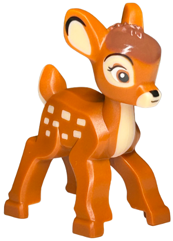 Deer, Disney, Baby Fawn with Molded Tan Front, Tail and Muzzle and Printed Eyes, Ears, Camouflage Spots, White Eyes, Black Nose and Mouth and Reddish Brown Crest Pattern (Bambi)