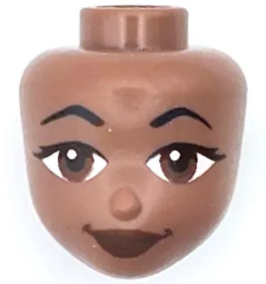 Mini Doll, Head Friends with Black Angled Eyebrows and Eyelashes, Reddish Brown Eyes and Lips, Grin Pattern