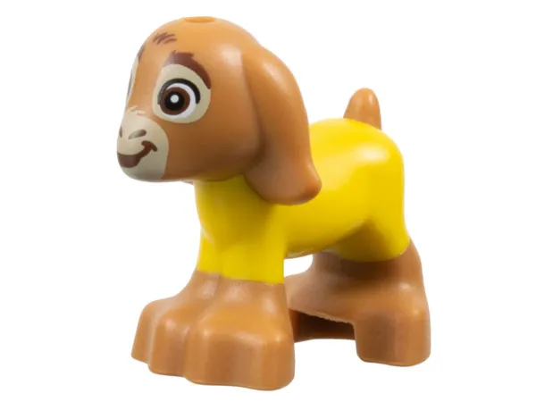 Goat, Friends Style, Baby with Molded Yellow Sweater and Printed Reddish Brown Eyes, Mouth, Eyebrows and Nose, and Tan Muzzle Pattern (Disney Valentino)