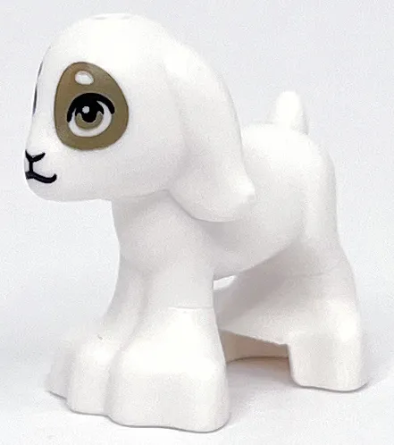 Goat, Friends Style, Baby with Black Eyes, Nose and Mouth and Dark Tan Eyes and Spots Pattern