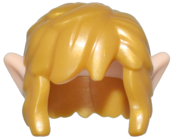 Minifigure, Hair Short and Tousled with Bangs and Ponytail with Molded Light Nougat Pointed Ears Pattern
