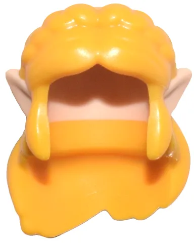 Minifigure, Hair Long and Wavy with Center Part and Braided Headband with Molded Light Nougat Pointed Ears Pattern