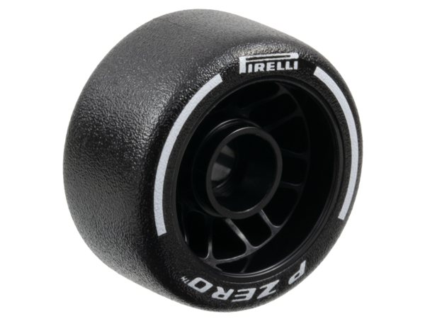 Wheel 24 x 13.4 with Pin Hole with Molded Black Hard Rubber Tire and Printed White 'PIRELLI', 'P ZERO' and Arcs Pattern