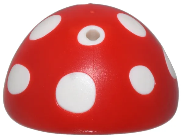 Minifigure, Headgear Hat Mushroom with Hole on Top and Molded White Spots and Gills Pattern