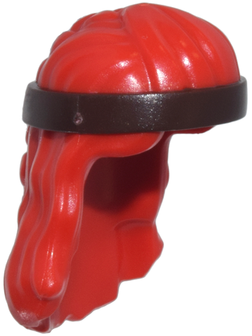 Minifigure, Hair Long, Wavy, Braid with Molded Dark Brown Headband Pattern