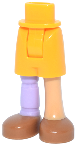 Mini Doll Hips and Shorts with Molded Medium Tan Left Leg, Lavender Prosthetic Right Leg and Medium Nougat Shoes Pattern - Thick Hinge