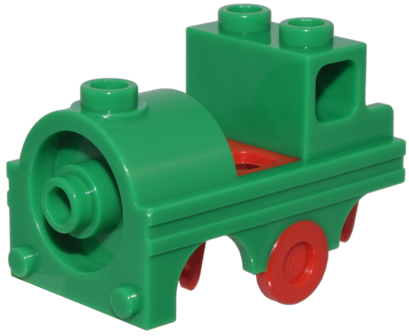 Minifigure Costume Train with Molded Red Wheel Holders and Trolley Wheel Pattern