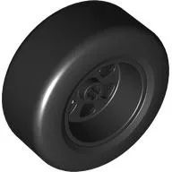 Wheel 50 x 22 with Axle Hole and 6 Holes with Molded Black Hard Rubber Tire Pattern