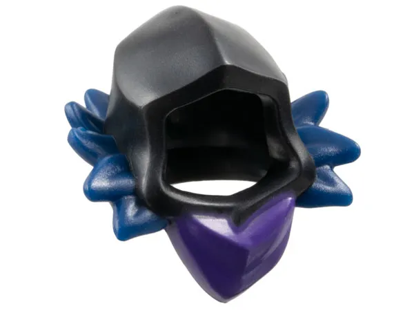 Minifigure, Headgear Hood with Molded Dark Blue Spiked Collar and Printed Dark Purple Scarf Pattern