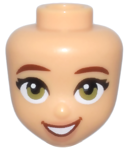 Mini Doll, Head Friends with Reddish Brown Eyebrows, Olive Green Eyes, Nougat Lips, and Open Mouth Smile with White Teeth Pattern