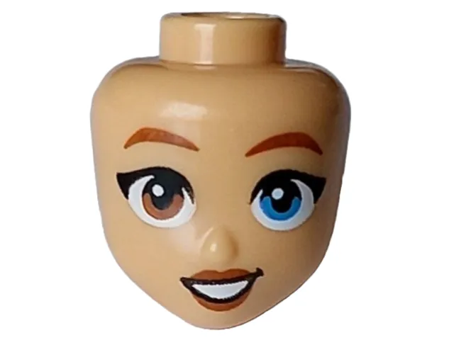 Mini Doll, Head Friends with Reddish Brown Eyebrows, Lips and Eye Right, Dark Azure Eye Left, Black Eyelashes, Open Mouth Smile with Teeth Pattern