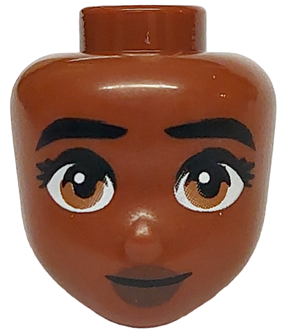 Mini Doll, Head Friends with Black Eyebrows, Dark Tan Eyes, Dark Brown Lips and Grin Pattern
