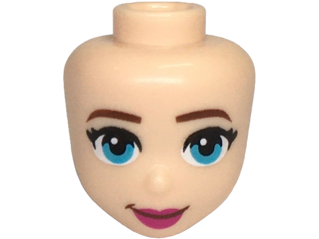 Mini Doll, Head Friends with Medium Azure Eyes, Reddish Brown Eyebrows, and Magenta Lips Pattern