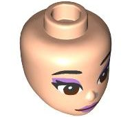 Mini Doll, Head Friends with Black Eyebrows, Reddish Brown Eyes, Medium Lavender Eye Shadow and Lips Pattern