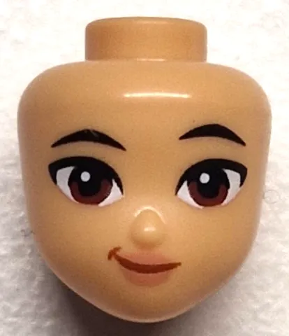 Mini Doll, Head Friends with Black Eyebrows, Reddish Brown Eyes, Nougat Lips, and Dark Orange Lopsided Grin Pattern