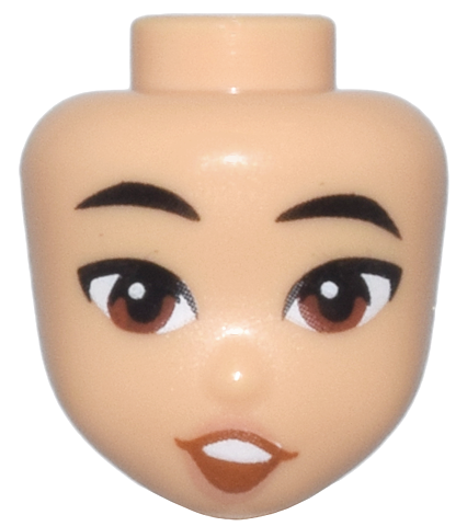Mini Doll, Head Friends with Black Eyebrows, Reddish Brown Eyes, Nougat Lips, and Dark Orange Open Mouth Smile with Top Teeth Pattern