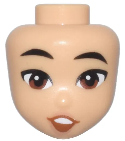 Mini Doll, Head Friends with Black Eyebrows, Reddish Brown Eyes, Nougat Lips, and Dark Orange Open Mouth Smile with Top Teeth Pattern
