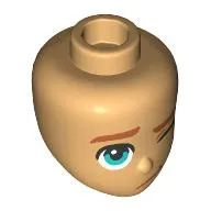 Mini Doll, Head Friends with Dark Orange Eyebrows, Mouth and Chin Dimple, Dark Turquoise Right Eye and Closed Left Eye Pattern