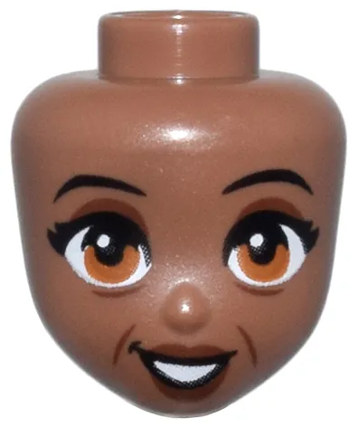 Mini Doll, Head Friends with Black Thin Eyebrows, Nougat Eyes, Reddish Brown Wrinkles, Cheek Lines, Lips, and Open Mouth Smile Pattern