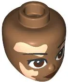 Mini Doll, Head Friends with Black Eyebrows, Reddish Brown Eyes and Lips, Light Nougat Vitiligo Patches, Lopsided Grin Pattern