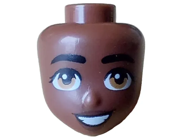 Mini Doll, Head Friends with Black Eyebrows, Eyelashes and Mouth, Medium Nougat Eyes, Dark Brown Lips and Smile with White Teeth Pattern