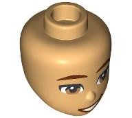 Mini Doll, Head Friends with Reddish Brown Eyebrows, Medium Nougat Eyes, Lopsided Open Mouth Smile with Teeth Pattern