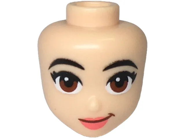 Mini Doll, Head Friends with Black Eyebrows, Reddish Brown Eyes, Coral Lips, and Smirk Pattern
