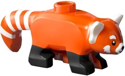 Red Panda with Black Legs, Eyes and Nose and White Ears, Muzzle and Stripes Pattern