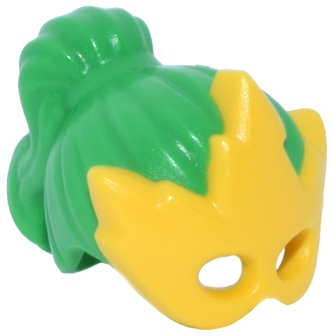 Minifigure, Hair Female with High Ponytail with Molded Yellow Pointed Mask Pattern