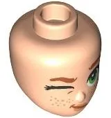 Mini Doll, Head Friends with Dark Orange Eyebrows, Green Eyes, Right Wink, Nougat Lips and Freckles, Lopsided Grin Pattern