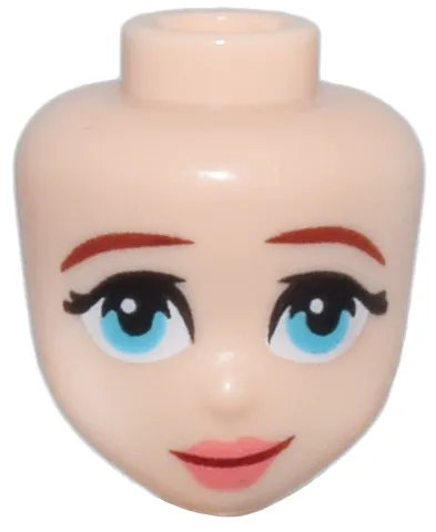 Mini Doll, Head Friends with Thin Dark Red Eyebrows, Medium Azure Eyes, Full Coral Lips, and Closed Mouth Smile Pattern