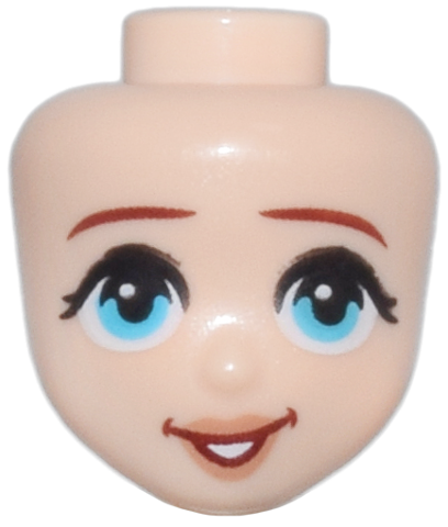 Mini Doll, Head Friends with Thin Dark Red Eyebrows, Medium Azure Eyes, Nougat Lips, and Open Mouth Smile Pattern