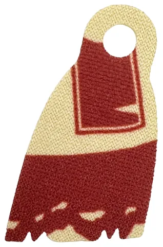 Minifigure Cape Cloth, Narrow with Single Top Hole and Tattered Edge with Dark Red Shapes Pattern