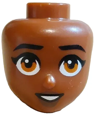 Mini Doll, Head Friends with Black Eyebrows and Eyelashes, Dark Orange Eyes, Dark Brown Lips, Open Mouth Smile with Teeth Pattern