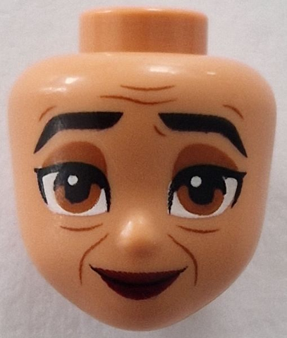 Mini Doll, Head Friends with Black Thick Eyebrows, Dark Orange Eyes, Eye Shadow, and Wrinkles, Dark Red Lips, Grin Pattern