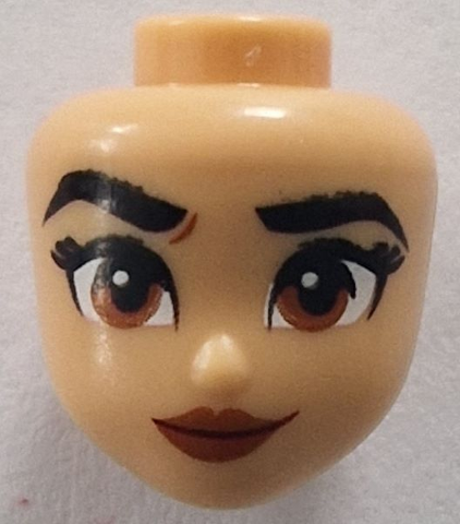 Mini Doll, Head Friends with Black Eyebrows, Eyelashes, Dark Orange Eyes and Lips, Dark Red Lopsided Grin Pattern